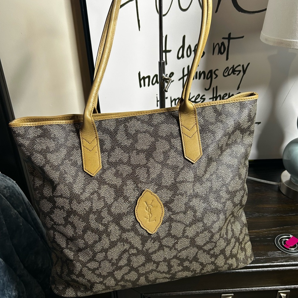 Yves Saint Laurent Grey and Yellow Women's Bag